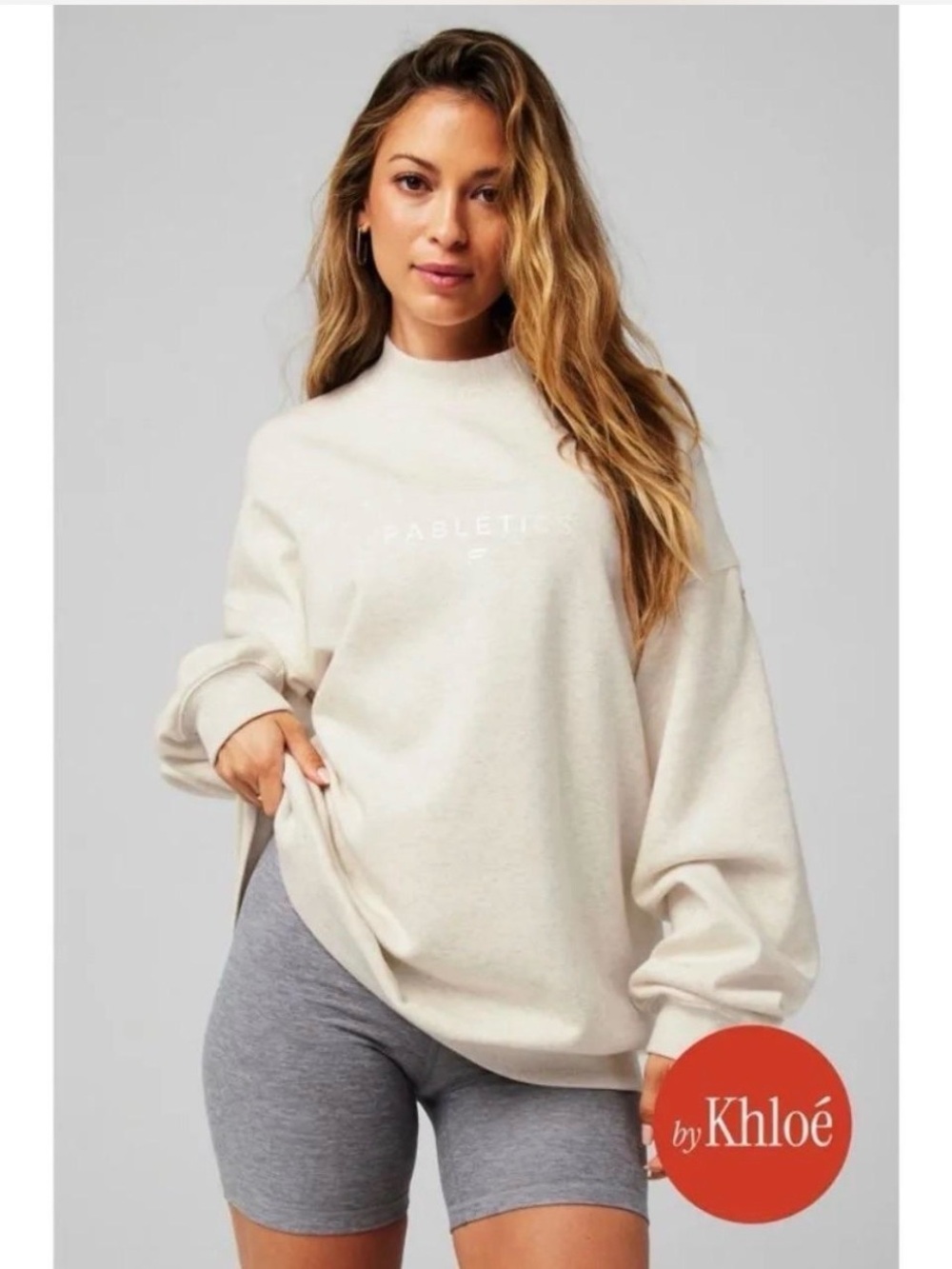 Fabletics oatmeal Mock-Neck Sweatshirt